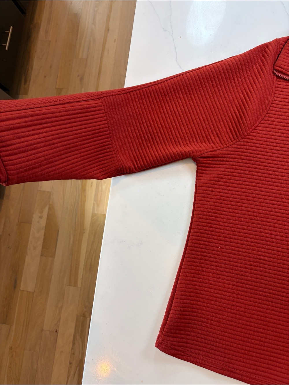 Quarter-Zip Ribbed Pullover Sweater - Rust Red - Picture 3 of 4